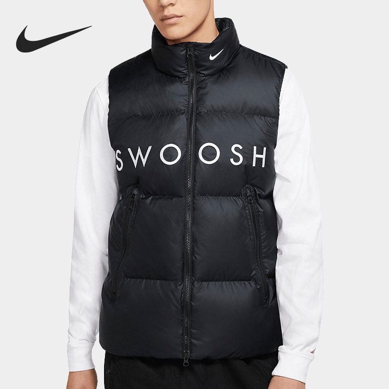 Nike/耐克正品空新款黑色保暖简约针织连帽卫衣CU3920-010