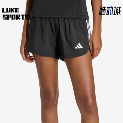 Adidas/阿迪达斯正品Pacer新款女黑色轻盈速干经典纯色短裤KD9742
