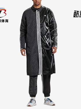 Adidas/阿迪达斯正品男女同款条纹翻领经典插肩长袖大衣BP6685