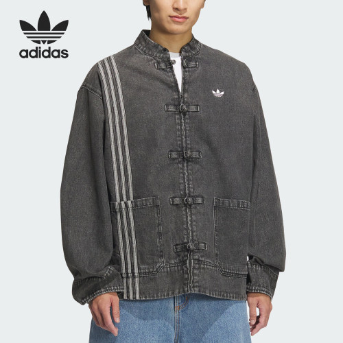 Adidas/阿迪达斯官方正品三叶草男女立领牛仔宽松唐装外套JY8275