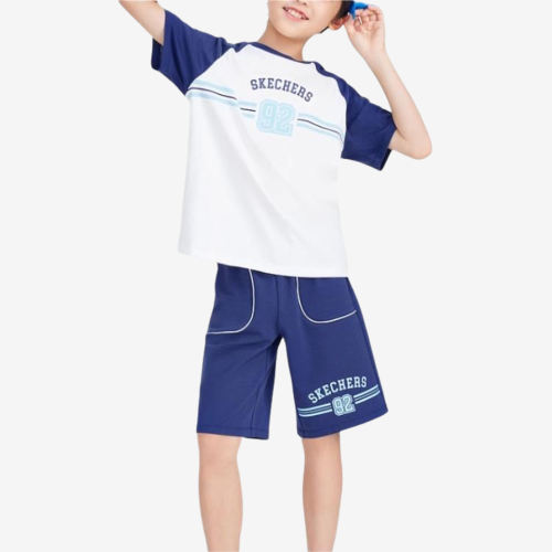 Skechers斯凯奇正品儿童套头字母数字印花短袖T恤L224K065-00QP