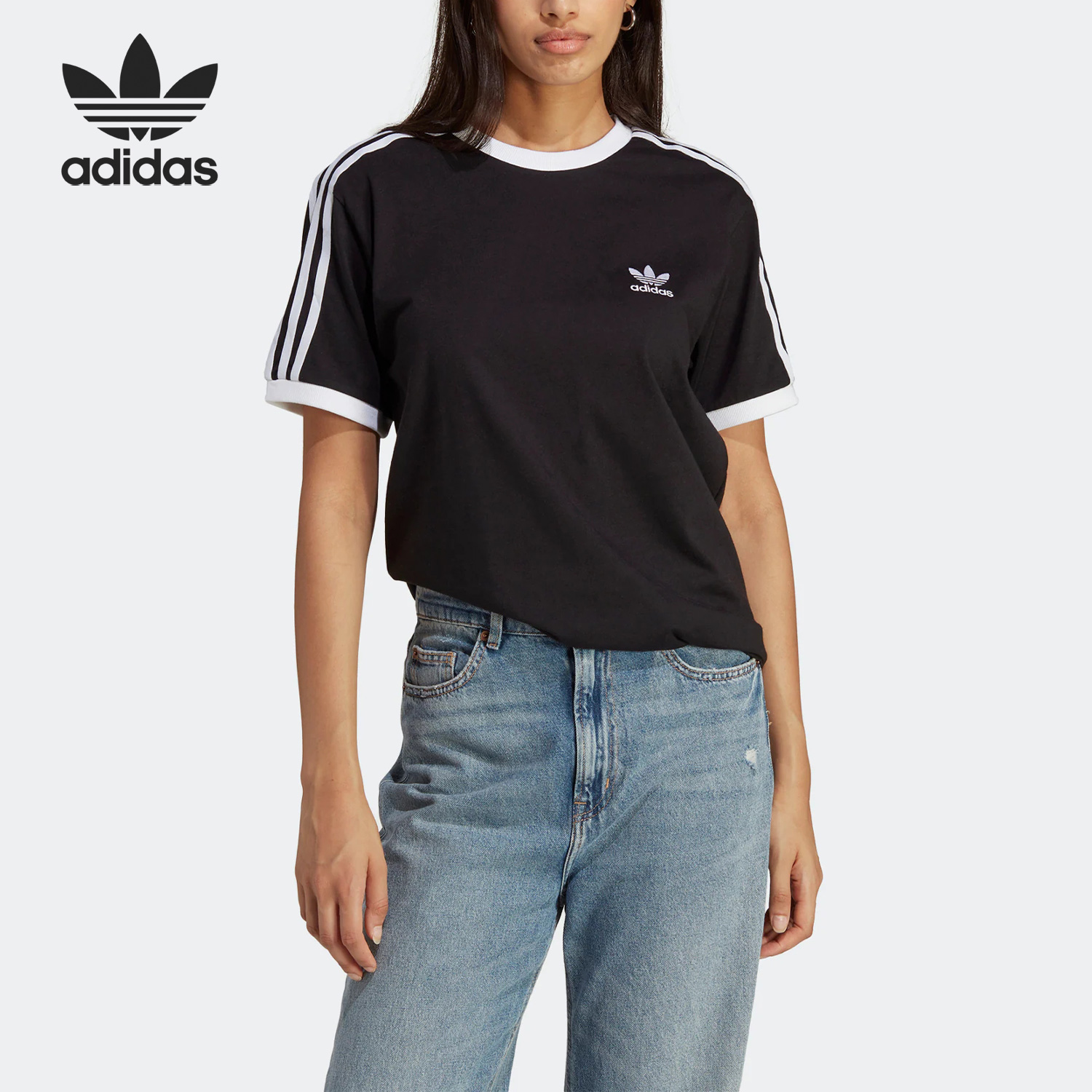 Adidas/阿迪达斯正品三叶草3 STRIPES TEE 女子运动T恤IB7407