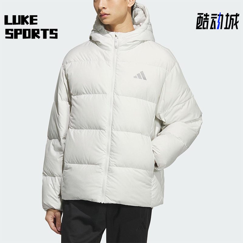 Adidas/阿迪达斯正品2025男士时尚保暖户外连帽运动羽绒服KC2477