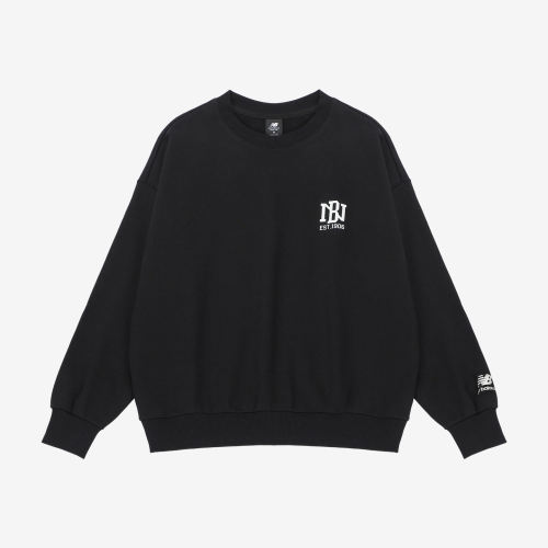New Balance新百伦正品数字印花男套头圆领长袖卫衣AMT23330-BK