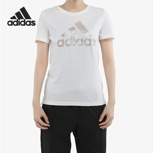 Adidas/阿迪达斯官方正品女子Logo 印花休闲运动短袖T恤 EH3875