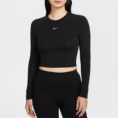 Nike/耐克正品2025秋季女士运动修身针织短款休闲长袖HF5323-011