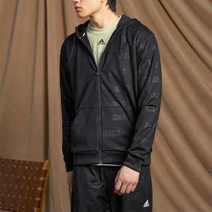 Adidas/阿迪达斯正品秋季男士休闲印花连帽夹克外套IJ6427