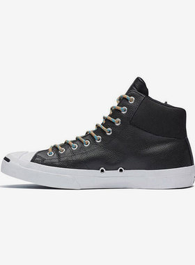 Converse匡威 皮质开口笑男女鞋新款中帮休闲运动板鞋黑 162845C