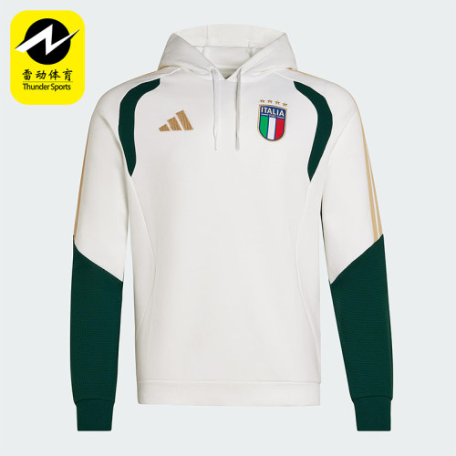 Adidas/阿迪达斯正品TIRO新款男米白绿色经典足球连帽卫衣JZ9364