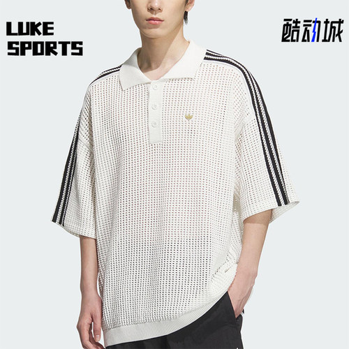 Adidas/阿迪达斯正品三叶草男士运动宽松休闲透气翻领短袖KF0403