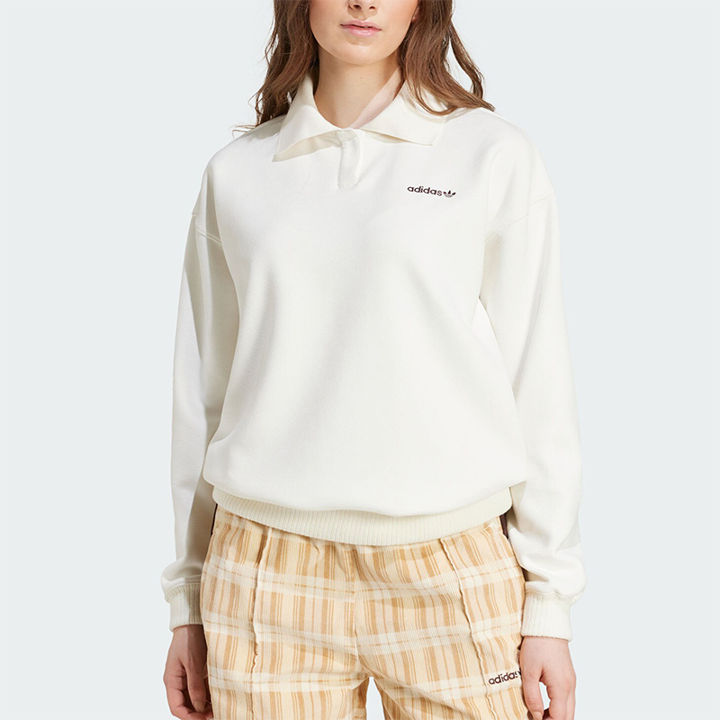 阿迪达斯女士简约翻领针织卫衣