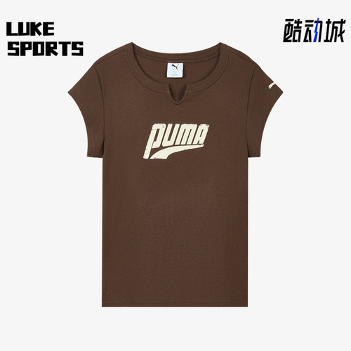 Puma/彪马正品graphic女士经典透气修身运动短袖T恤638607-90