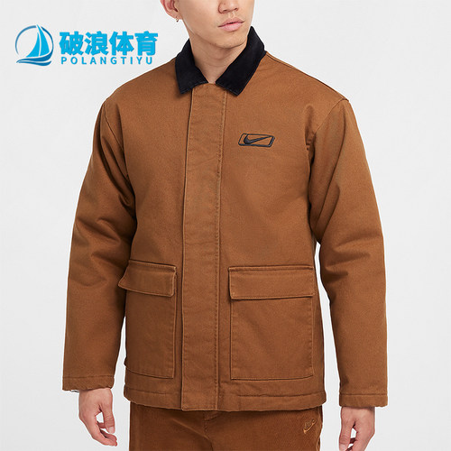 耐克男士工装翻领运动保暖棉服