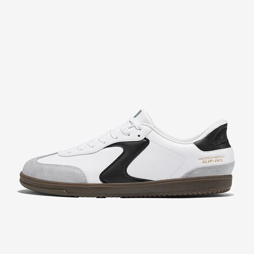 Skechers斯凯奇正品一脚蹬易穿脱男款薄底低帮板鞋254154W-WBK