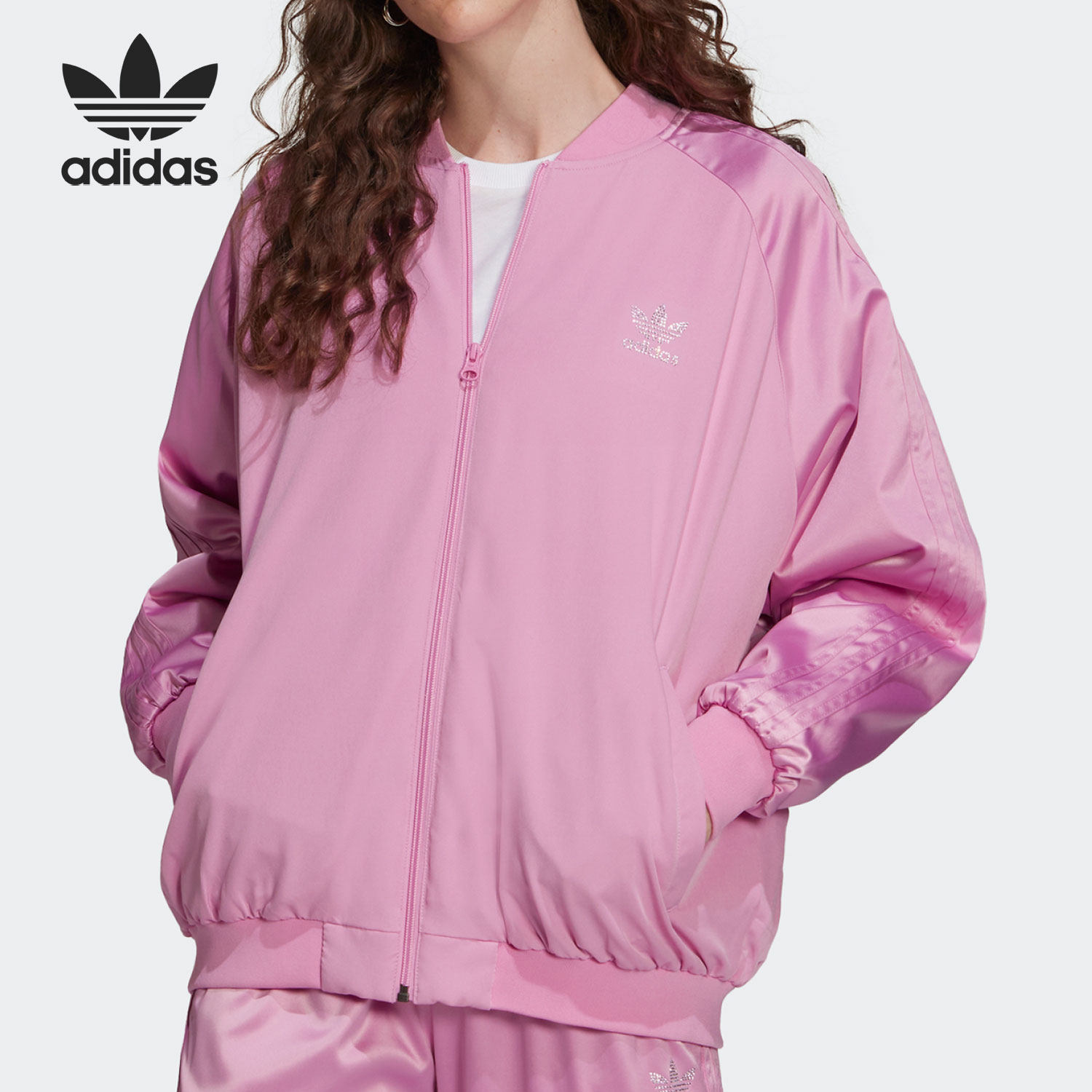 Adidas/阿迪达斯正品三叶草女子宽松梭织运动夹克外套 HF9196