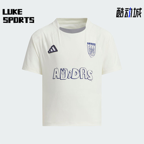 Adidas/阿迪达斯正品2025夏季款小童运动经典印花圆领T恤JM3440