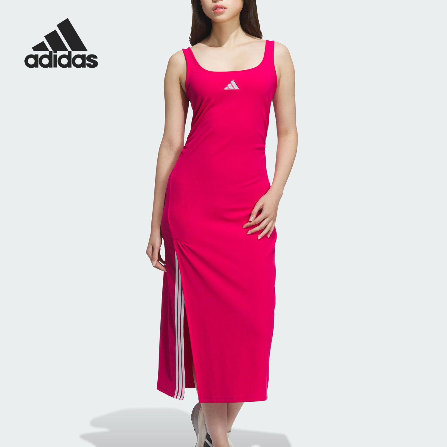 Adidas/阿迪达斯官方正品STORY DRESS女士长款开叉连衣裙KB7757
