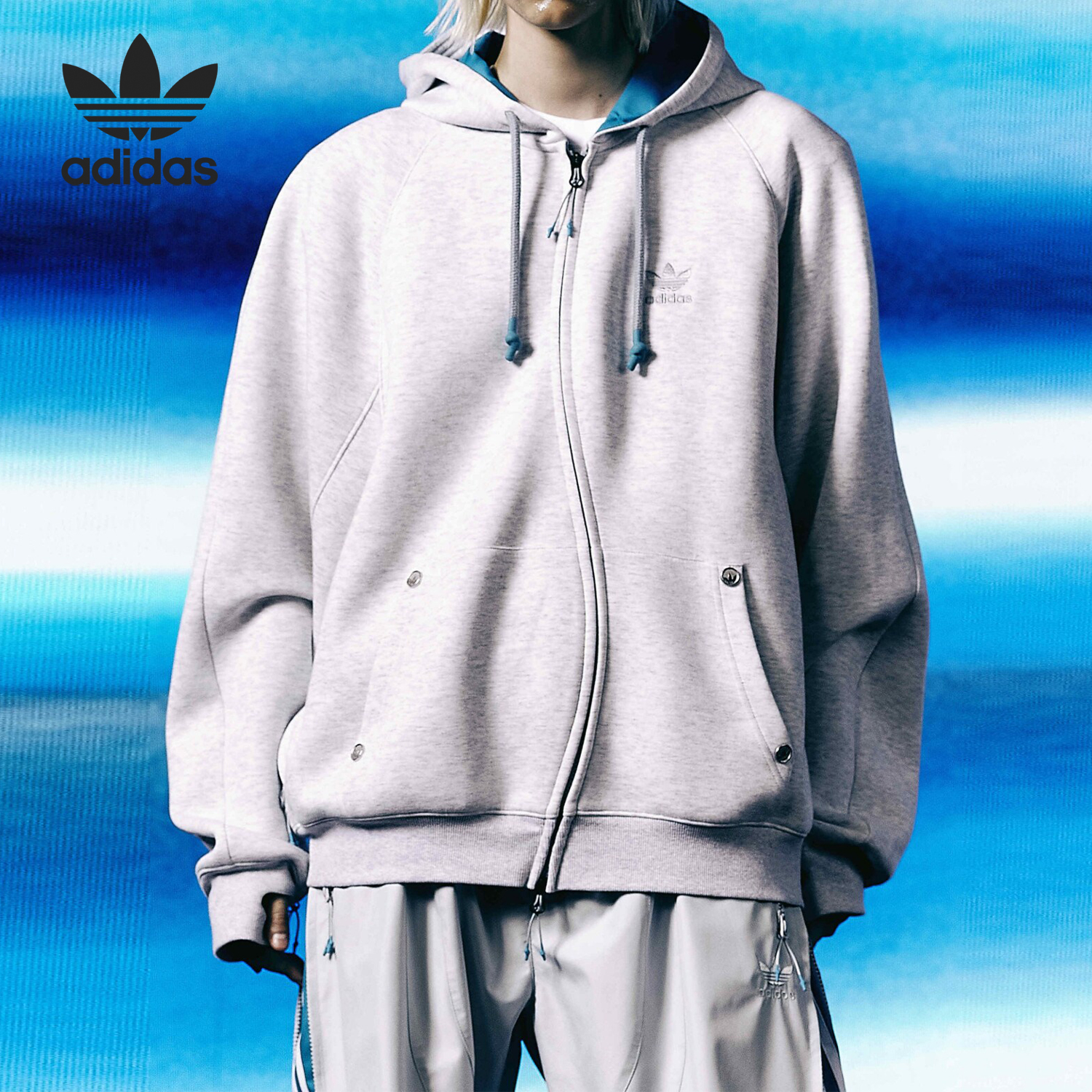 Adidas/阿迪达斯正品三叶草男士运动连帽针织夹克外套JN5828