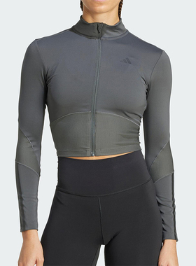 Adidas/阿迪达斯正品HYG RIB TRACK J女士运动紧身健身外套JN2656