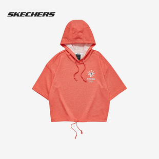 Skechers/斯凯奇正品新款女子夏季连帽短袖运动T恤L221W190