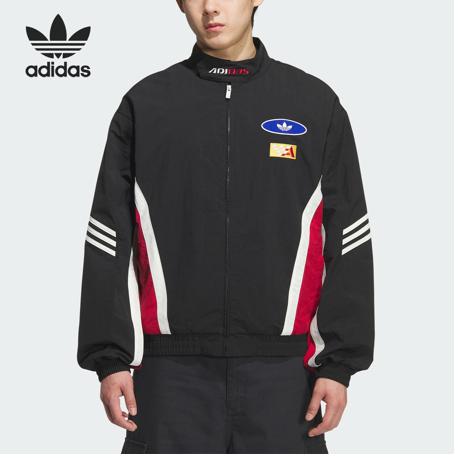 Adidas/阿迪达斯官方正品三叶草男士宽松梭织运动立领外套KH1201