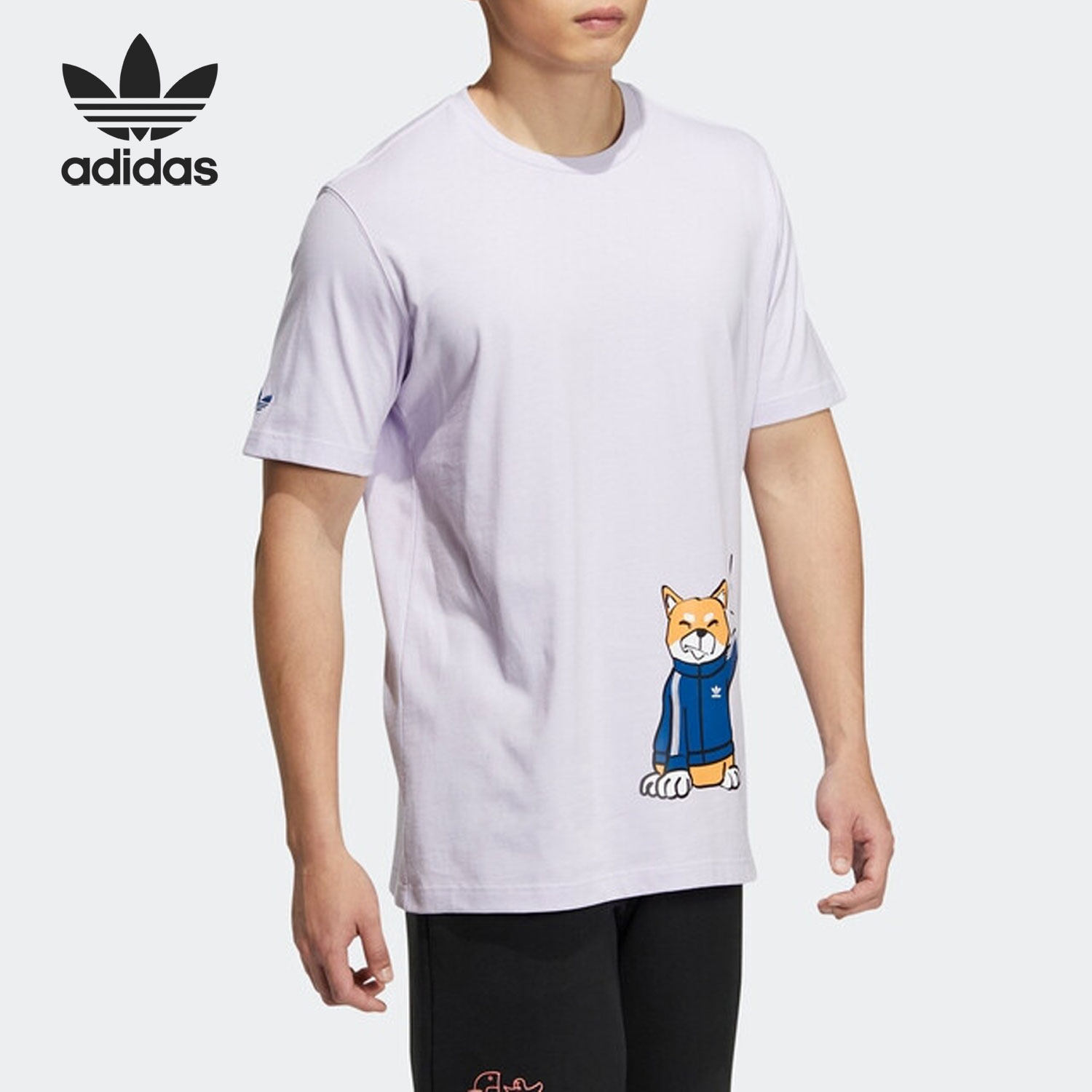 Adidas/阿迪达斯正品三叶草圆领男子卡通印花短袖T恤H49576