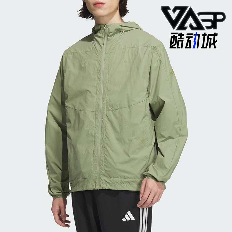 Adidas/阿迪达斯正品2025男士梭织透气经典连帽运动夹克JZ8403