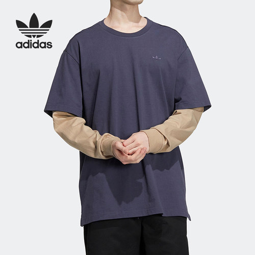 Adidas/阿迪达斯正品男女同款字母印花休闲圆领短袖T恤HR3470
