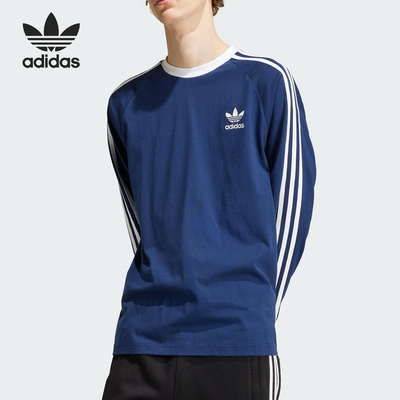 Adidas/阿迪达斯官方正品三叶草男士条纹圆领针织长袖T恤IM9428