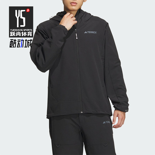 Adidas/阿迪达斯正品新款男士户外透湿疏水运动软壳衣JE8282