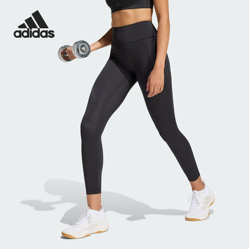 Adidas/阿迪达斯官方正品OPTIME新款女黑色紧身运动九分裤JZ1271