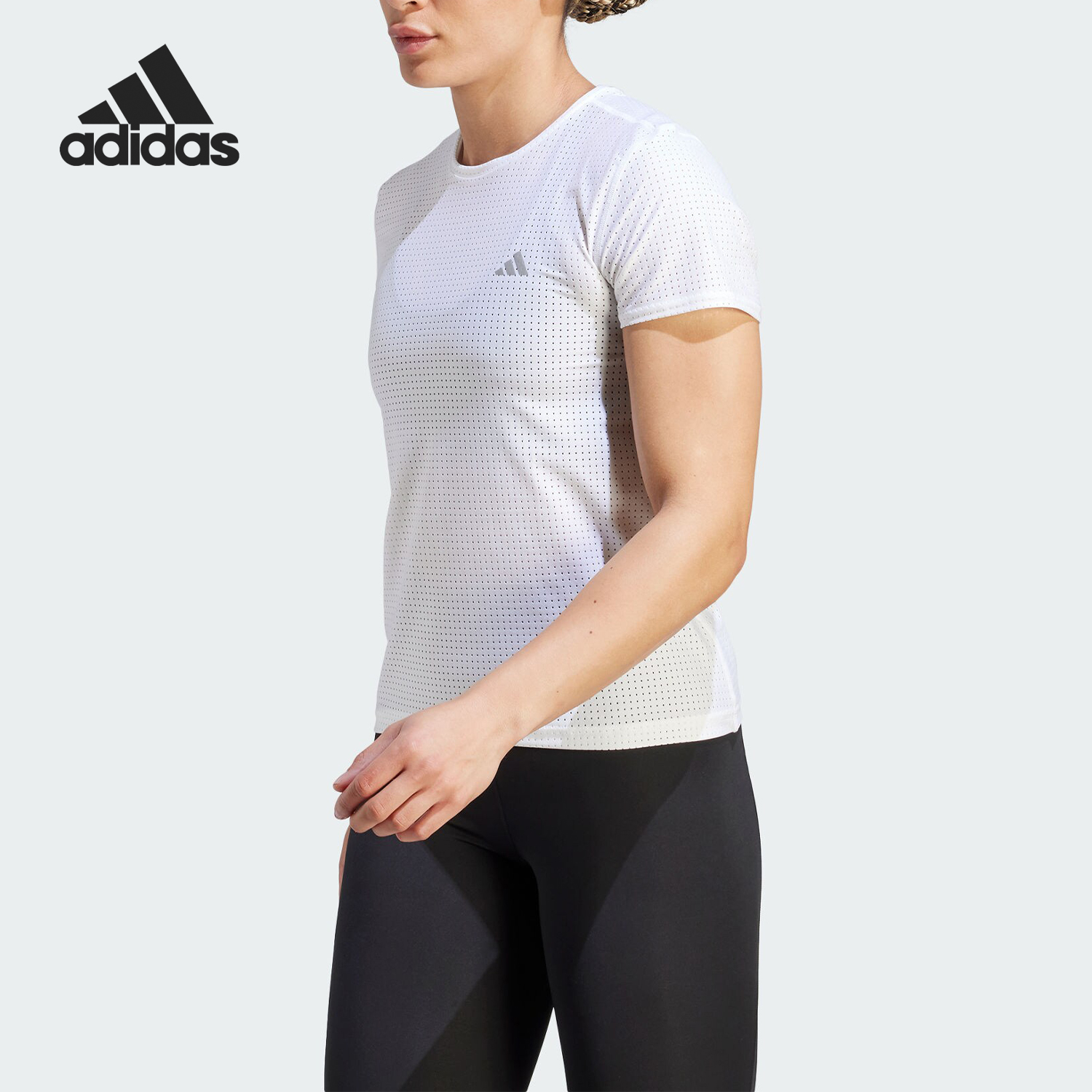 Adidas/阿迪达斯正品2023季新款女子透气运动跑步T恤HM4319