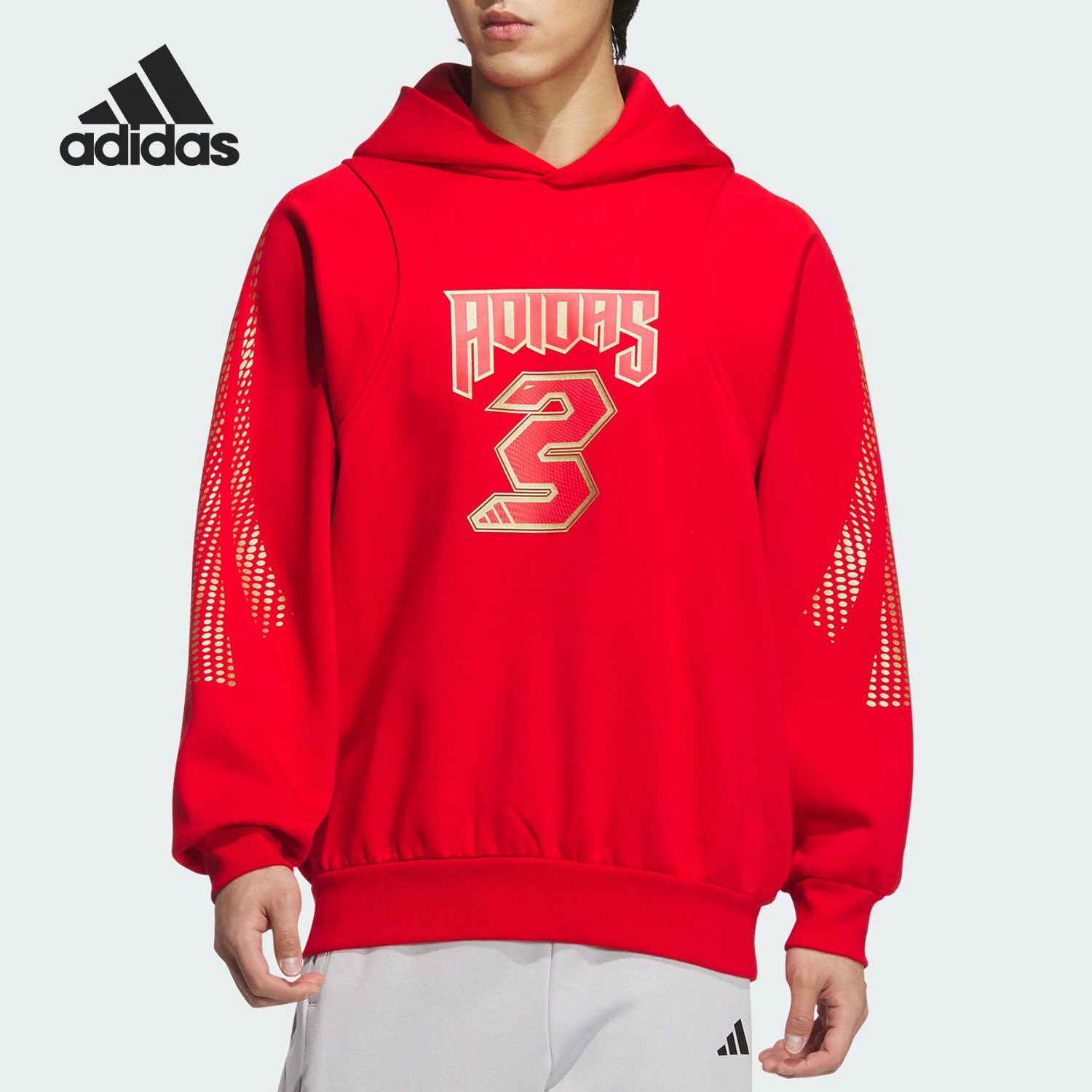 Adidas/阿迪达斯官方正品BB LNY HOODIE男士抓绒时尚套头衫JM5683