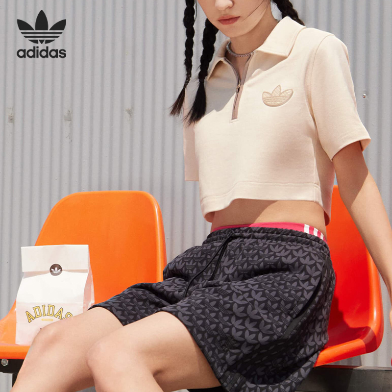 阿迪达斯新款女子运动翻领短袖
