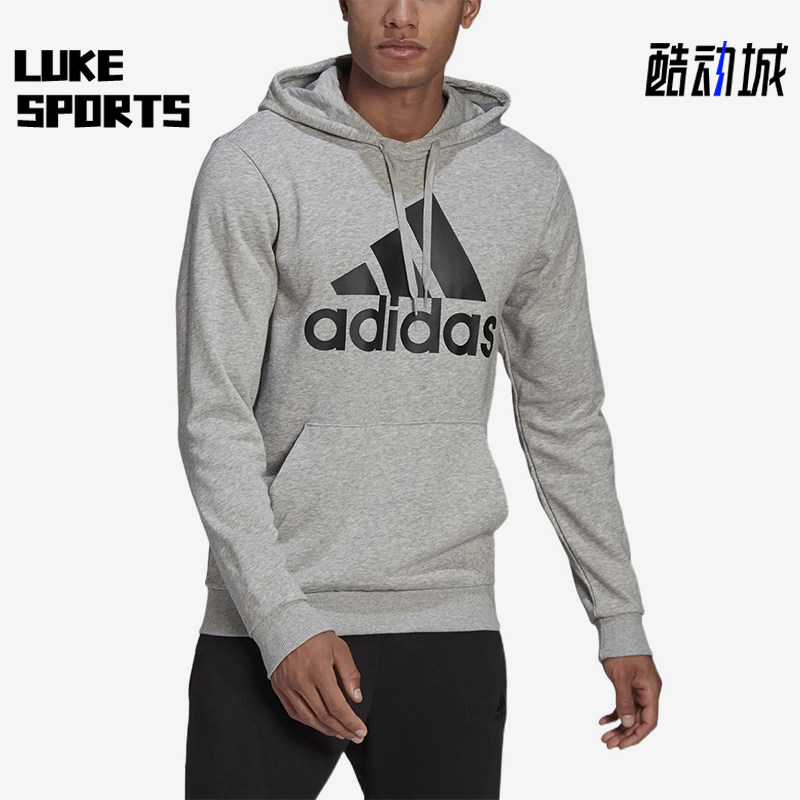 Adidas/阿迪达斯正品印花连帽男灰色休闲经典舒适轻便卫衣GK9541