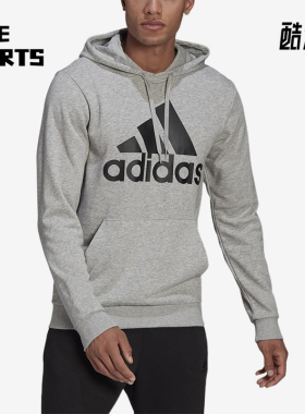 Adidas/阿迪达斯正品印花连帽男灰色休闲经典舒适轻便卫衣GK9541