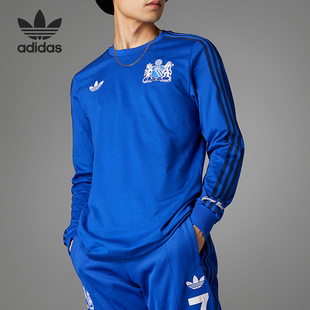 足球圆领训练宽松长袖 三叶草男士 IV7536 阿迪达斯正品 Adidas