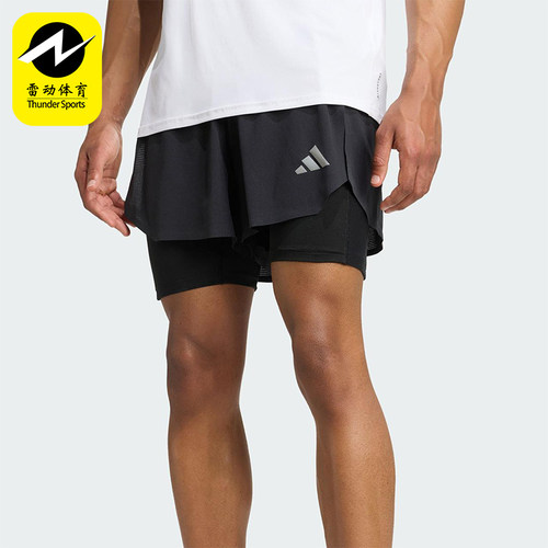 Adidas/阿迪达斯正品SHORTS男士透气二合一跑步运动短裤KE2286