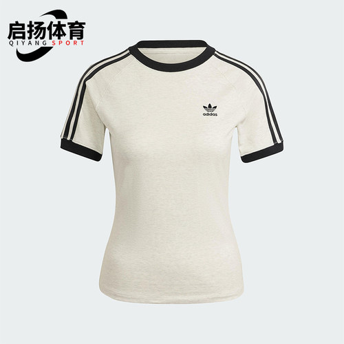 Adidas/阿迪达斯正品三叶草女士印花圆领经典套头修身短袖IR8104