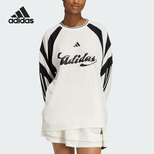 Adidas/阿迪达斯官方正品W HER LS女士足球风宽松长袖T恤KC4007