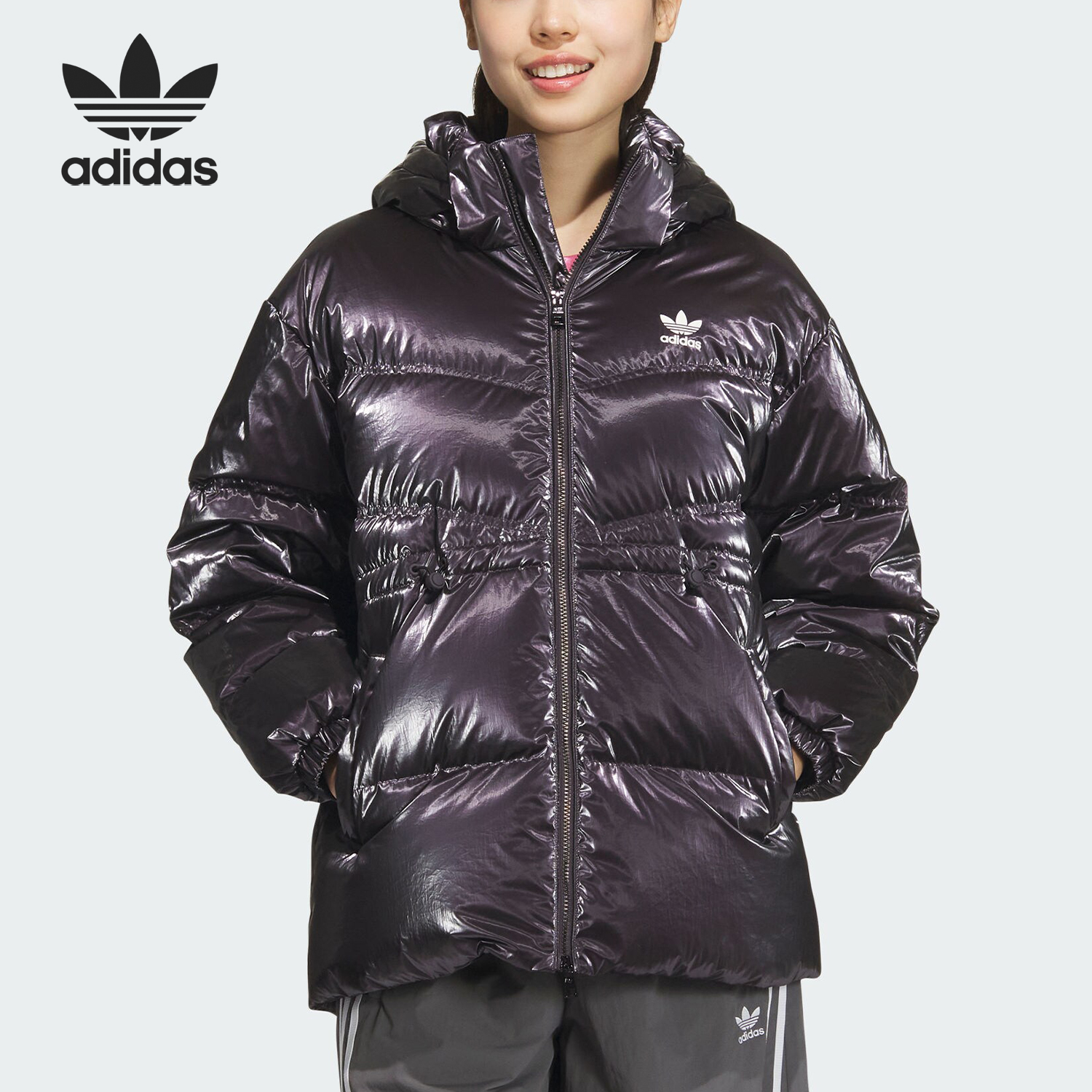 阿迪达斯女士保暖仿皮羽绒服