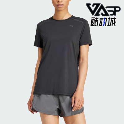 阿迪达斯女士圆领透气运动短袖