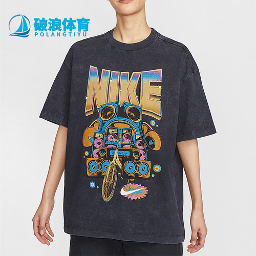 Nike/耐克正品2025夏季款女士图案经典休闲宽松短袖HF9692-010