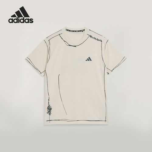Adidas/阿迪达斯官方正品夏季男女宽松运动休闲针织跑步T恤KQ7840
