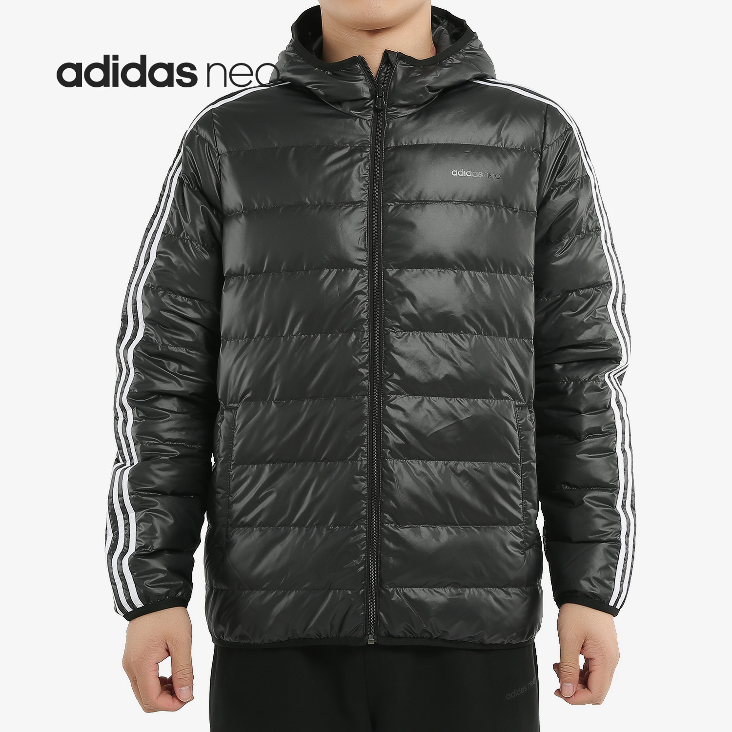 Adidas/阿迪达斯正品 NEO 男子休闲运动保暖连帽羽绒服FK9923