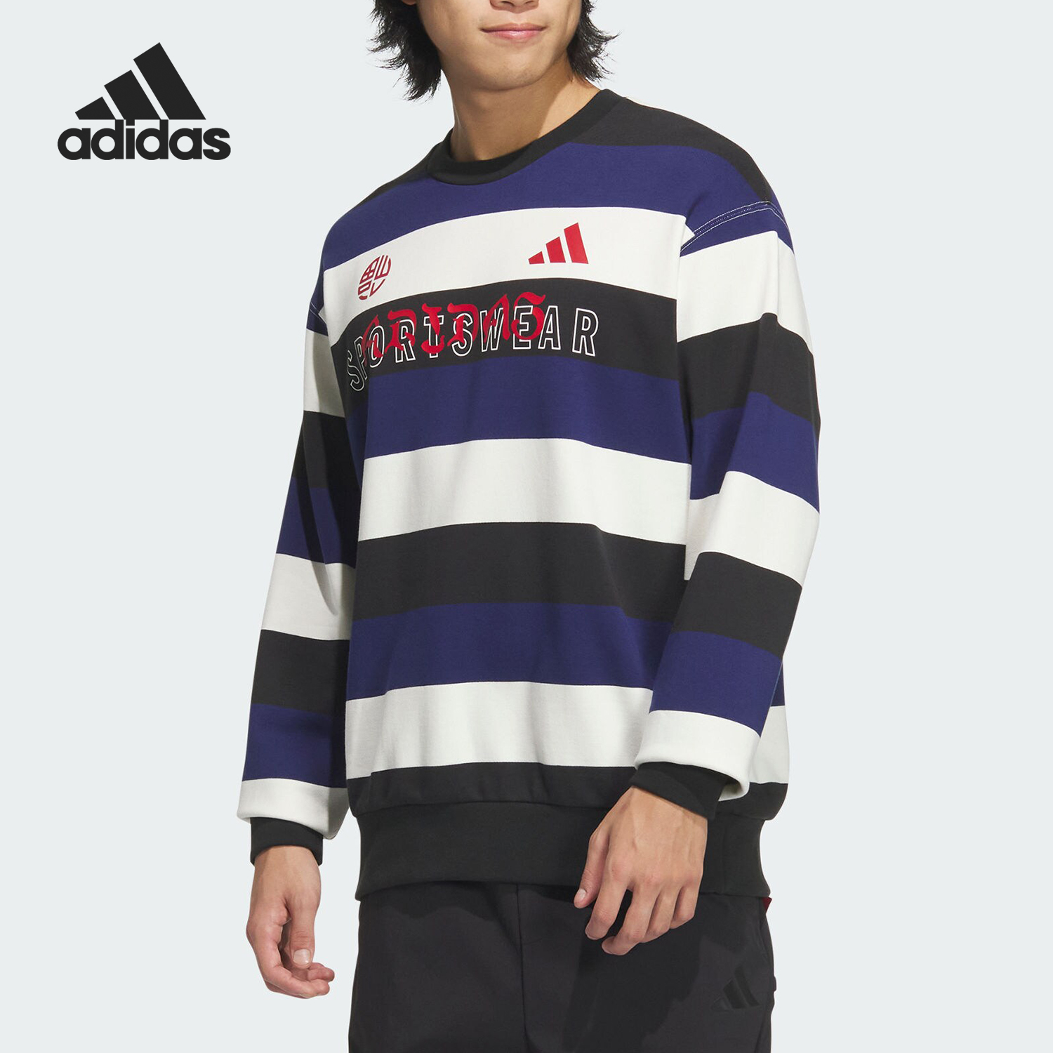 Adidas/阿迪达斯官方正品CM ST SWEAT男士时尚条纹宽松卫衣JZ4200