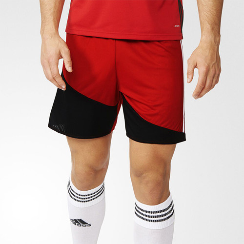 Adidas/阿迪达斯正品短裤新款男红黑色经典足球运动短裤AJ5869