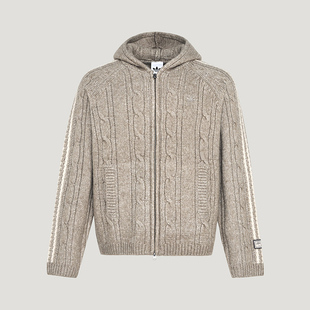 针织经典 三叶草男士 连帽保暖毛衣外套KU5618 阿迪达斯正品 Adidas