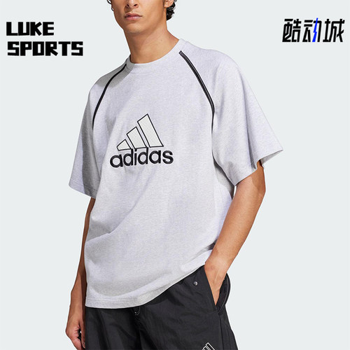Adidas/阿迪达斯正品2025夏季男士宽松经典针织线条短袖IM7839