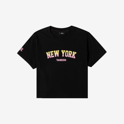 MLB正品纽约洋基队女士字母印花时尚复古短袖T恤3FTSV1443-50BKS
